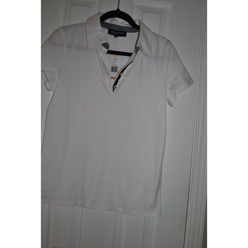 Jones New York Women's White Polo Shirt size Small NEW